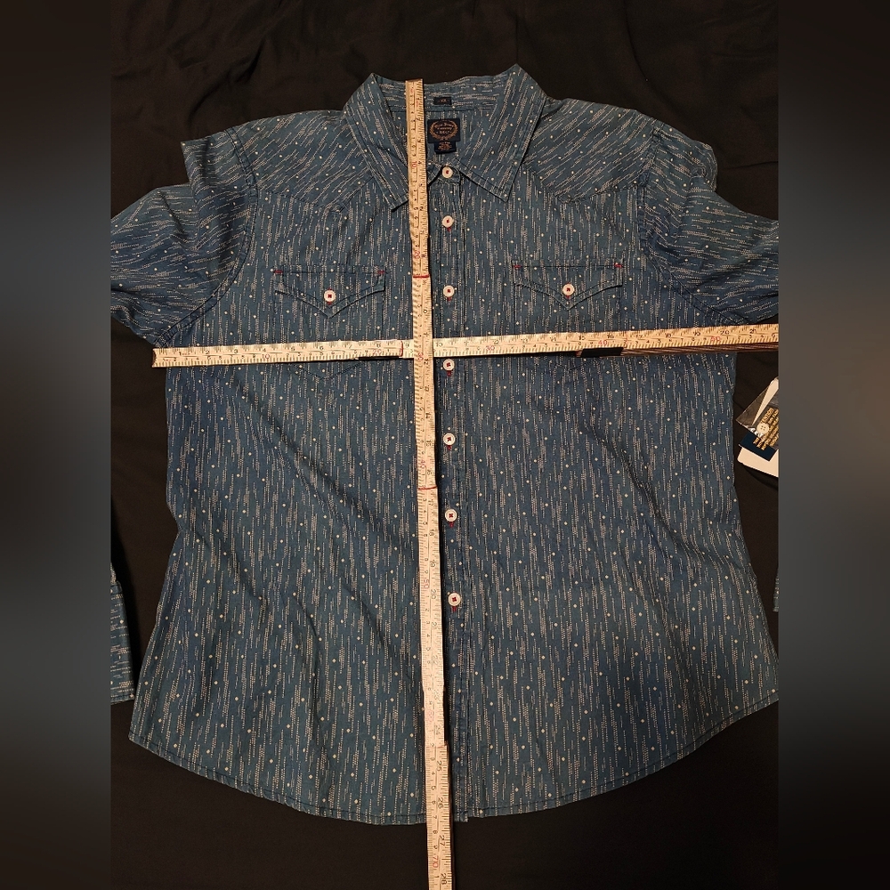 Polo Jeans Co. Collared Western Yoked Long Sleeve Button Shirt Blue & White XL - Picture 4 of 13